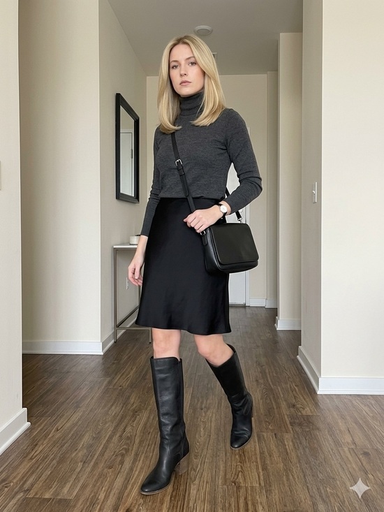 Lucky Brand Shoes - Women’s Lucky Brand Black Balissa Leather 90s Minimalist Tall Boots Size 8.5 M